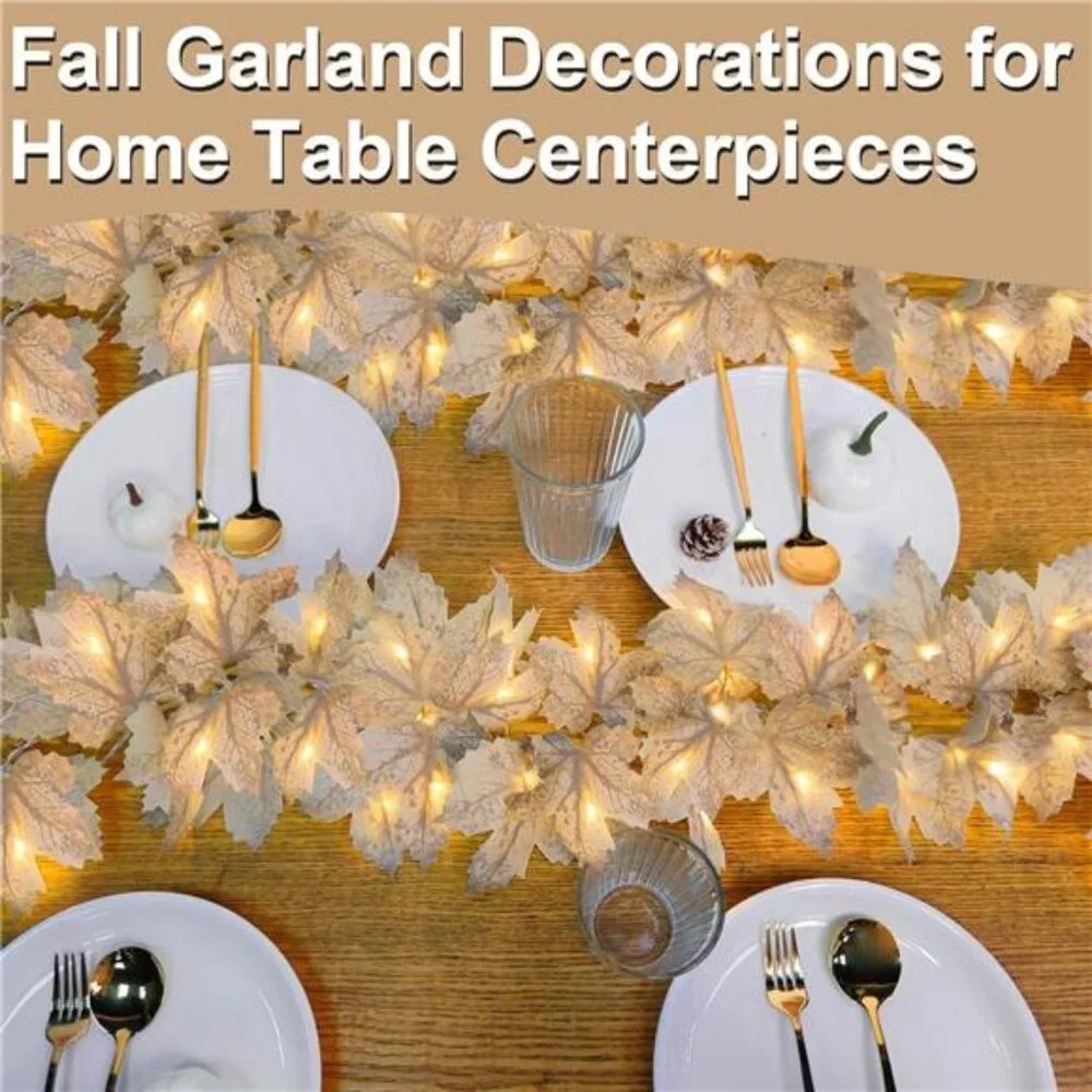2 Pack Fall Decor Fall Garland with Lights Fall Decorations for Home, Lighted